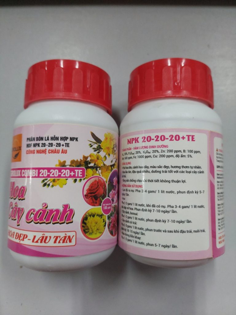Grolux Combi 20-20-20+TE - Phân Bón Lá Hỗn Hợp NPK 100gr công nghệ châu Âu dành cho Hoa cây cảnh giúp Hoa Đẹp - Lâu Tàn 1